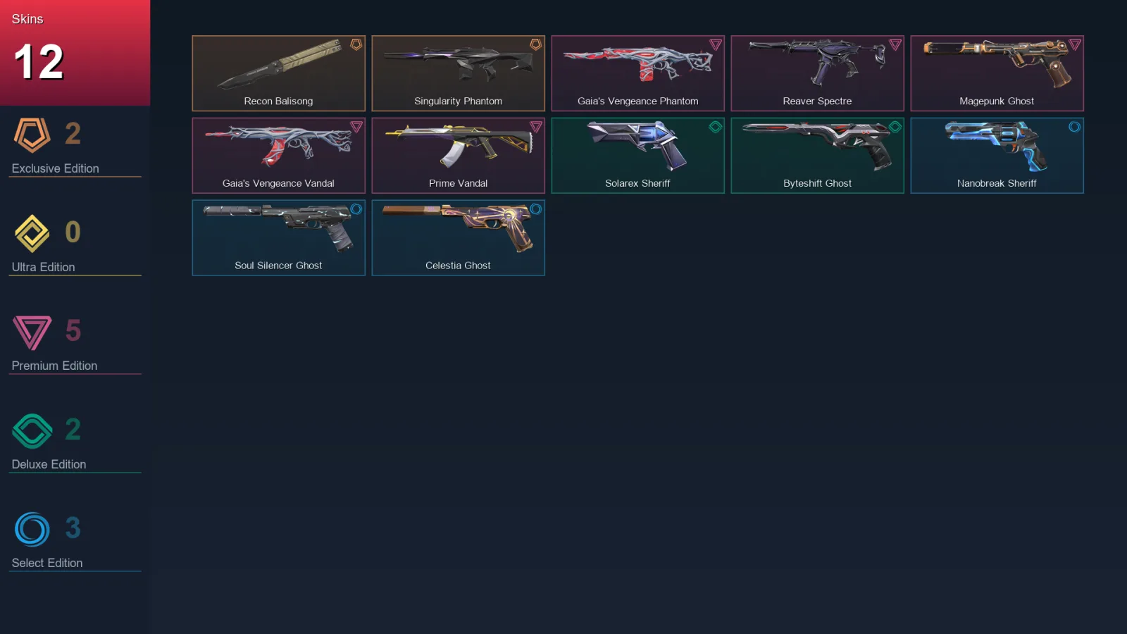 AP | Lv147 | Unranked | 12 Skin | 28 Agent | 48 Buddy