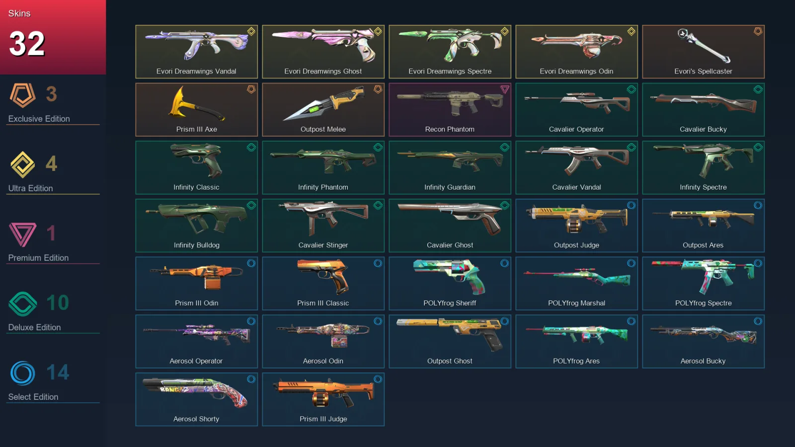 EU | Lv82 | Unranked | 32 Skin | 22 Agent | 41 Buddy