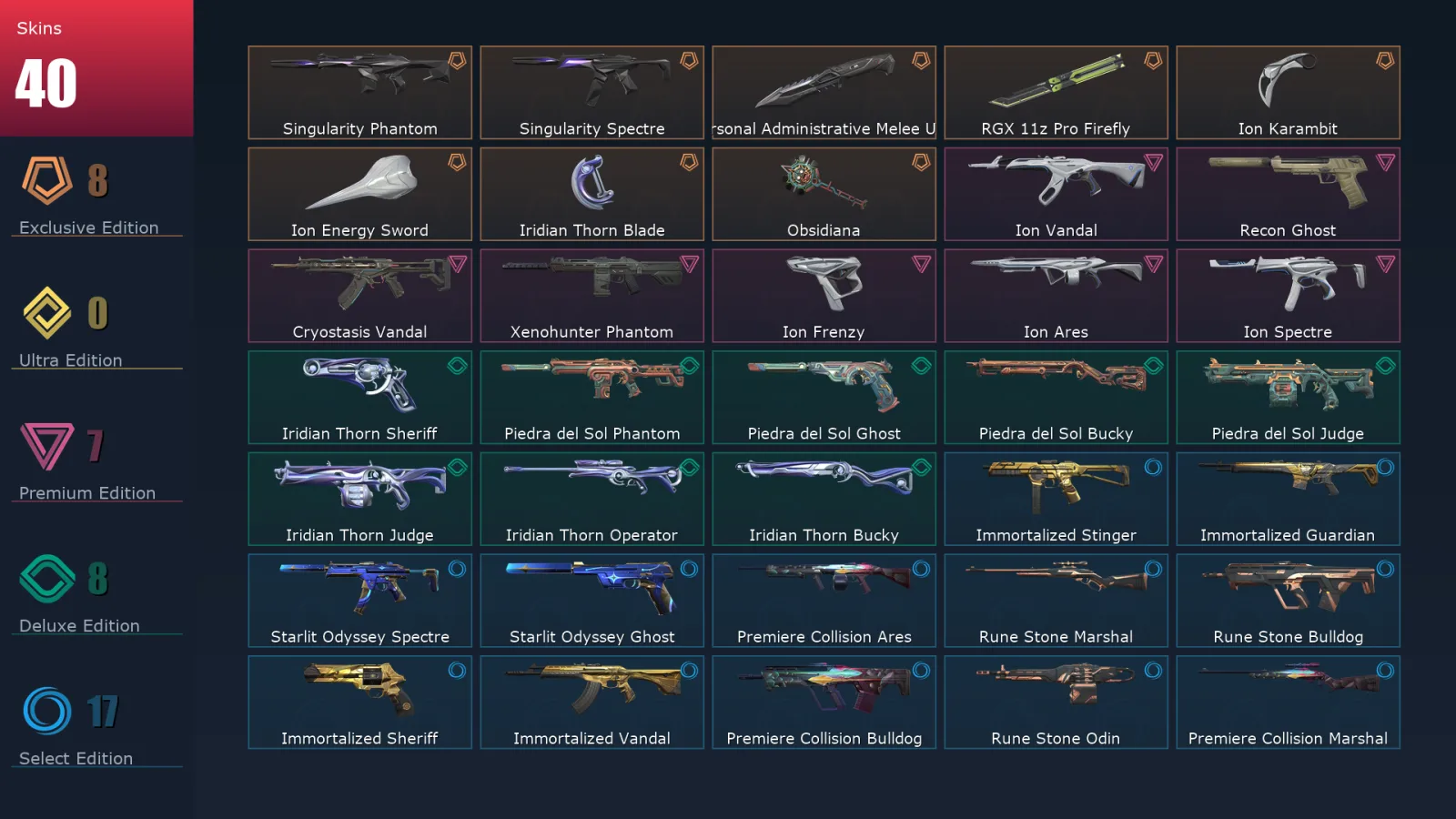 [Valorant] | EU | Level 58 | 19 Agents | 40 Skins
