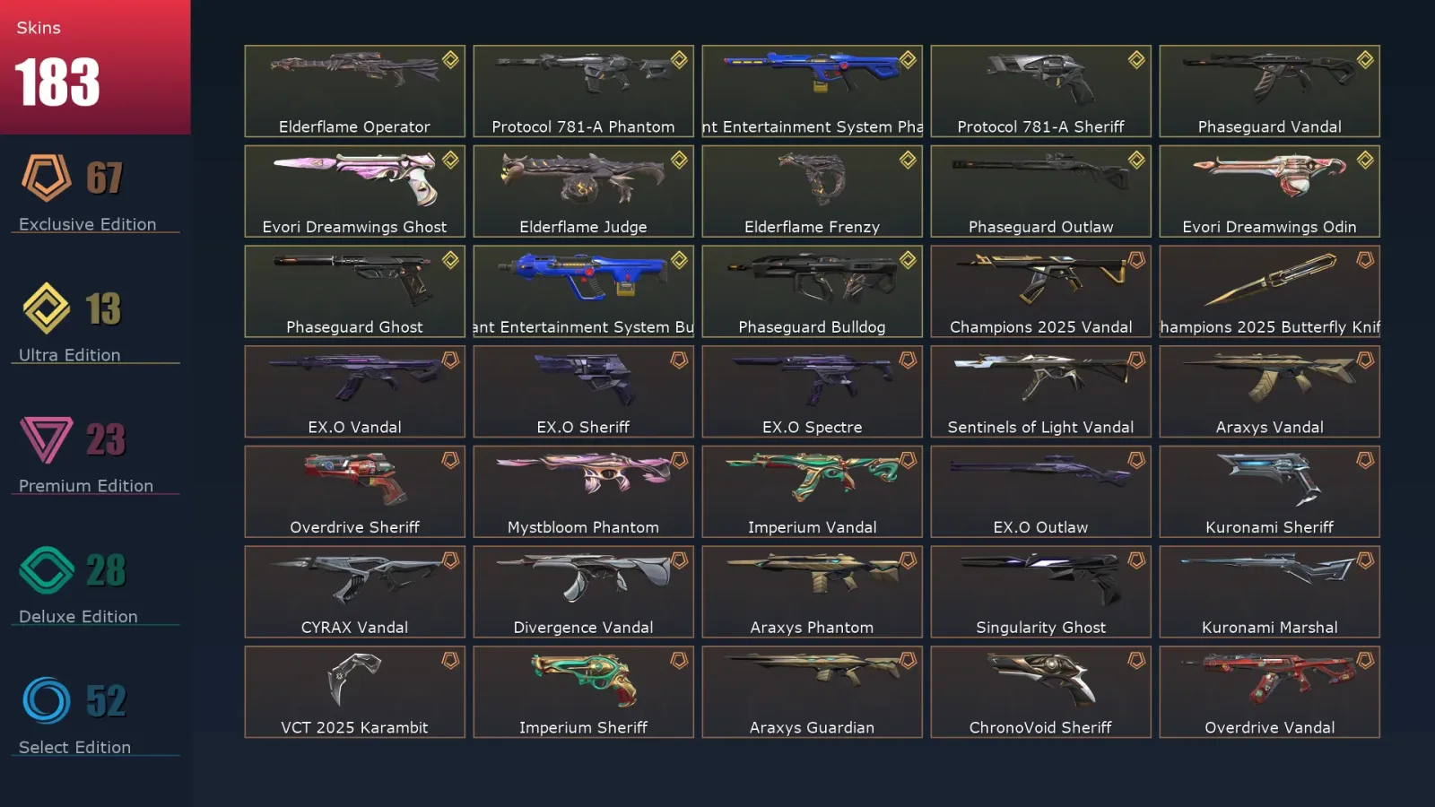 [Valorant] | EU | Level 500 | Silver 2 | 29 Agents | 183 Skins