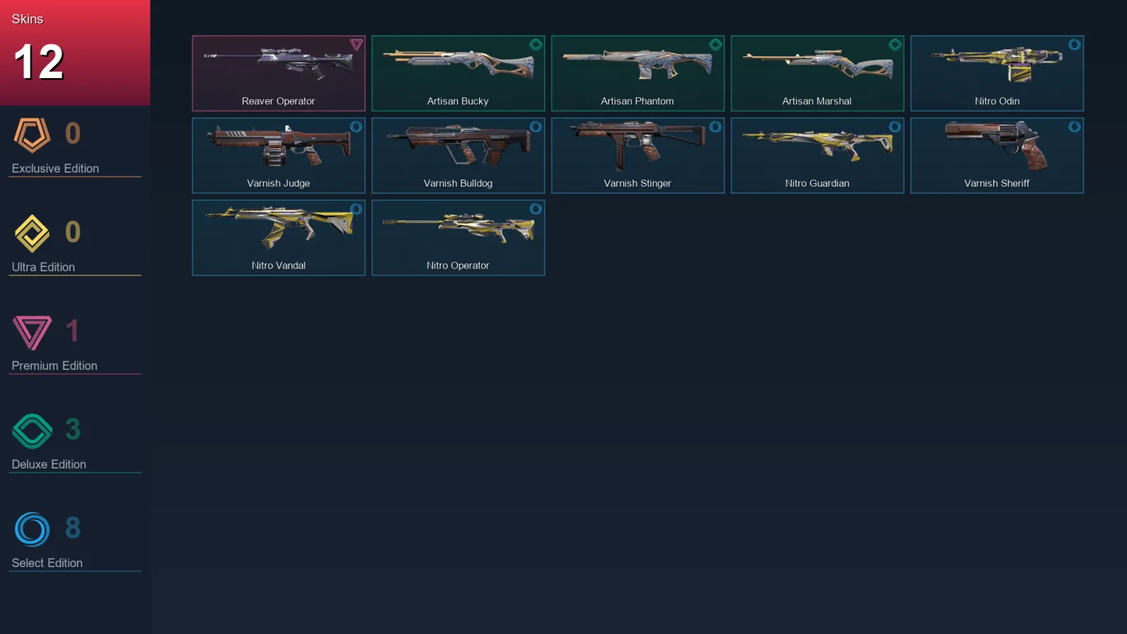 AP | Lv52 | Unranked | 12 Skin | 17 Agent | 29 Buddy