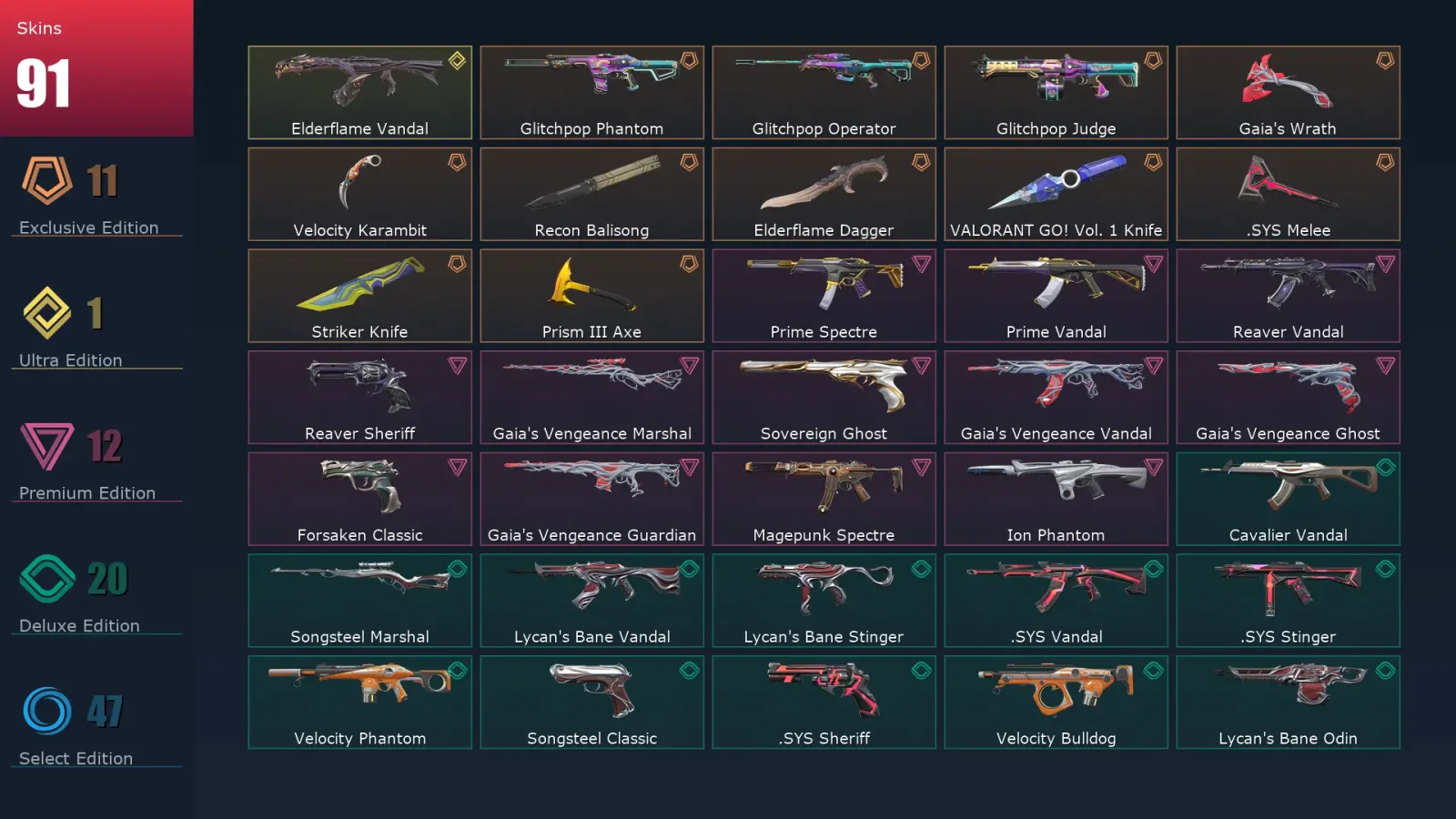 [Valorant] | EU | Level 194 | 28 Agents | 91 Skins — Valorant account