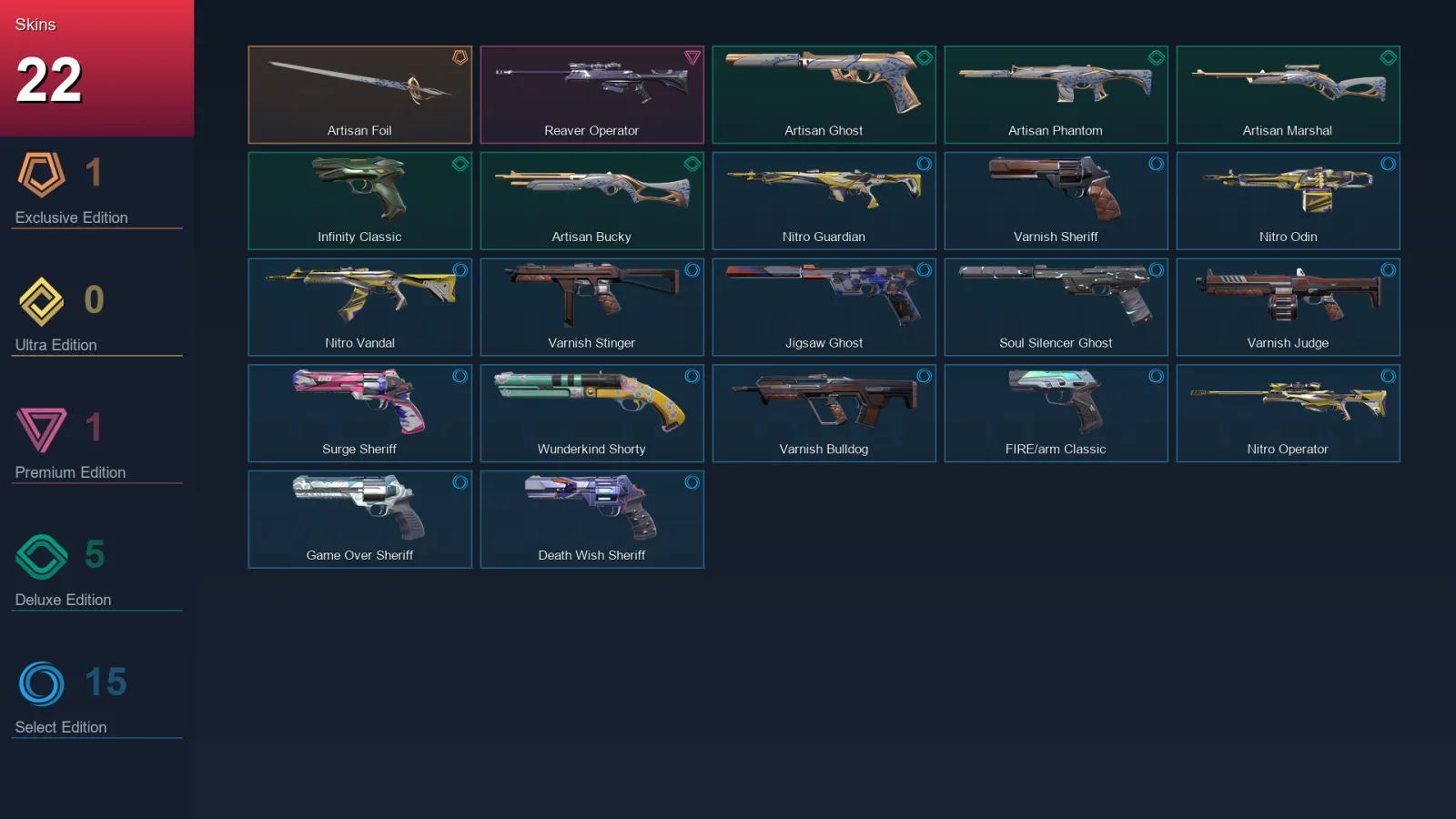 AP | Lv88 | Unranked | 22 Skin | 18 Agent | 48 Buddy