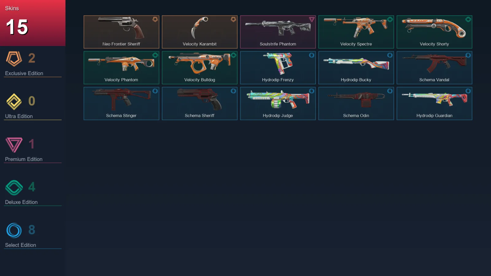 AP | Lv50 | Unranked | 15 Skin | 20 Agent | 25 Buddy