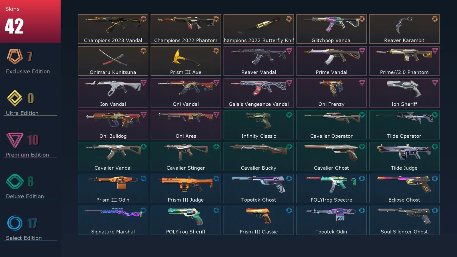 [Valorant] | EU | Level 148 | 25 Agents | 42 Skins — Champions 2022 Butterfly Knife