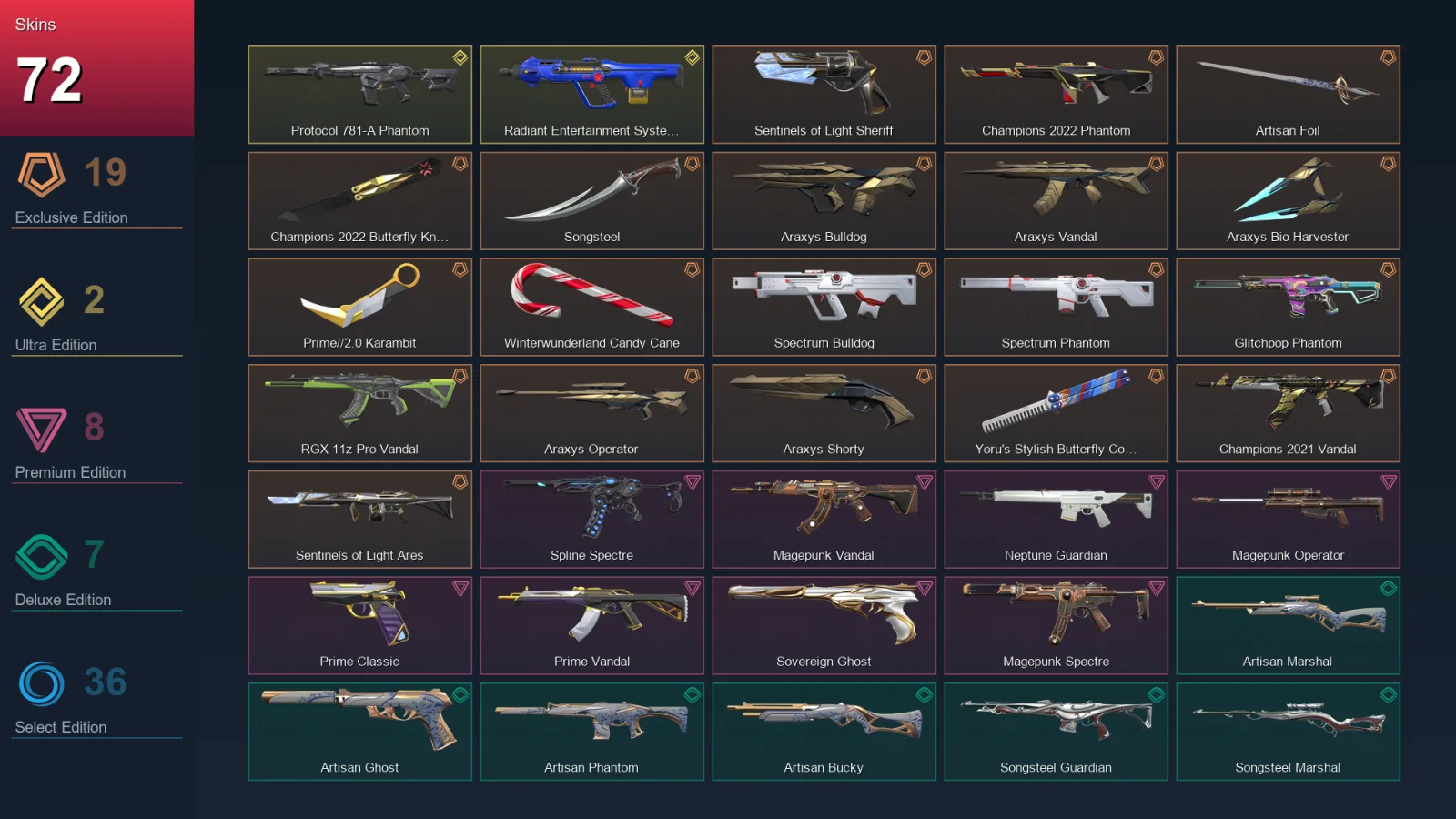 NA | Lv260 | Unranked | 72 Skin | 27 Agent | 121 Buddy