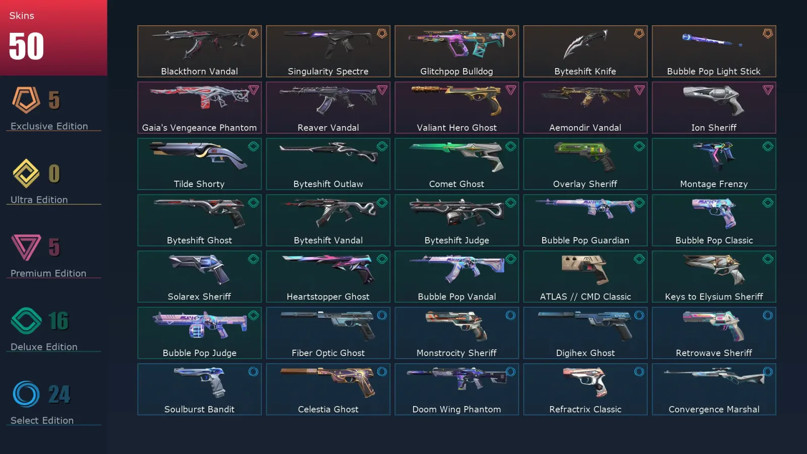 [Valorant] | EU | Level 435 | 29 Agents | 50 Skins