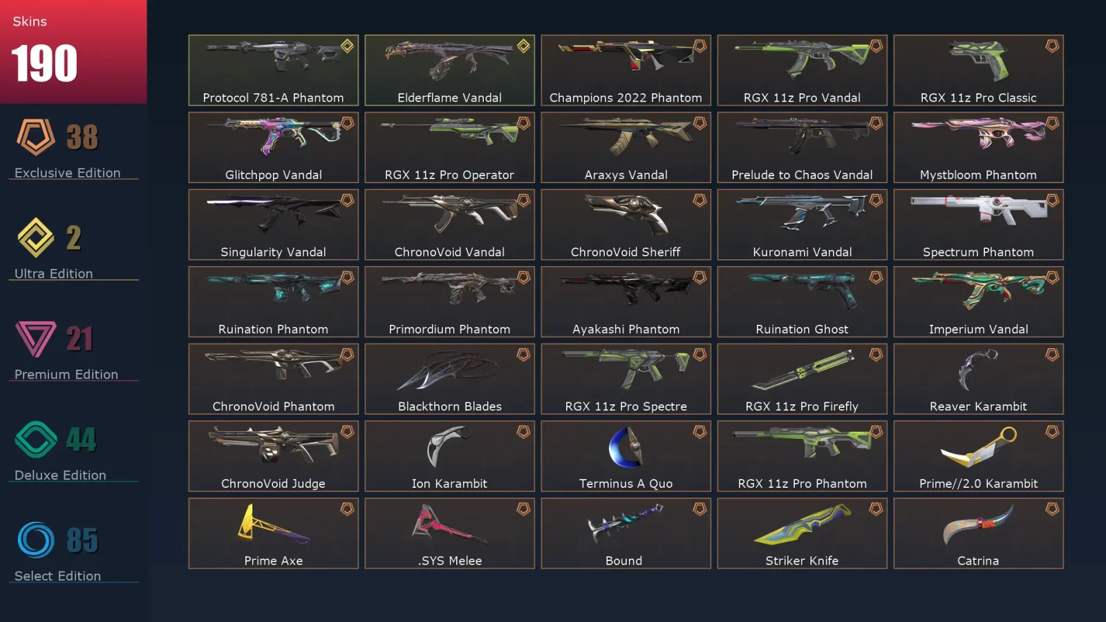 [Valorant] | EU | Level 411 | Ascendant 2 | 29 Agents | 190 Skins