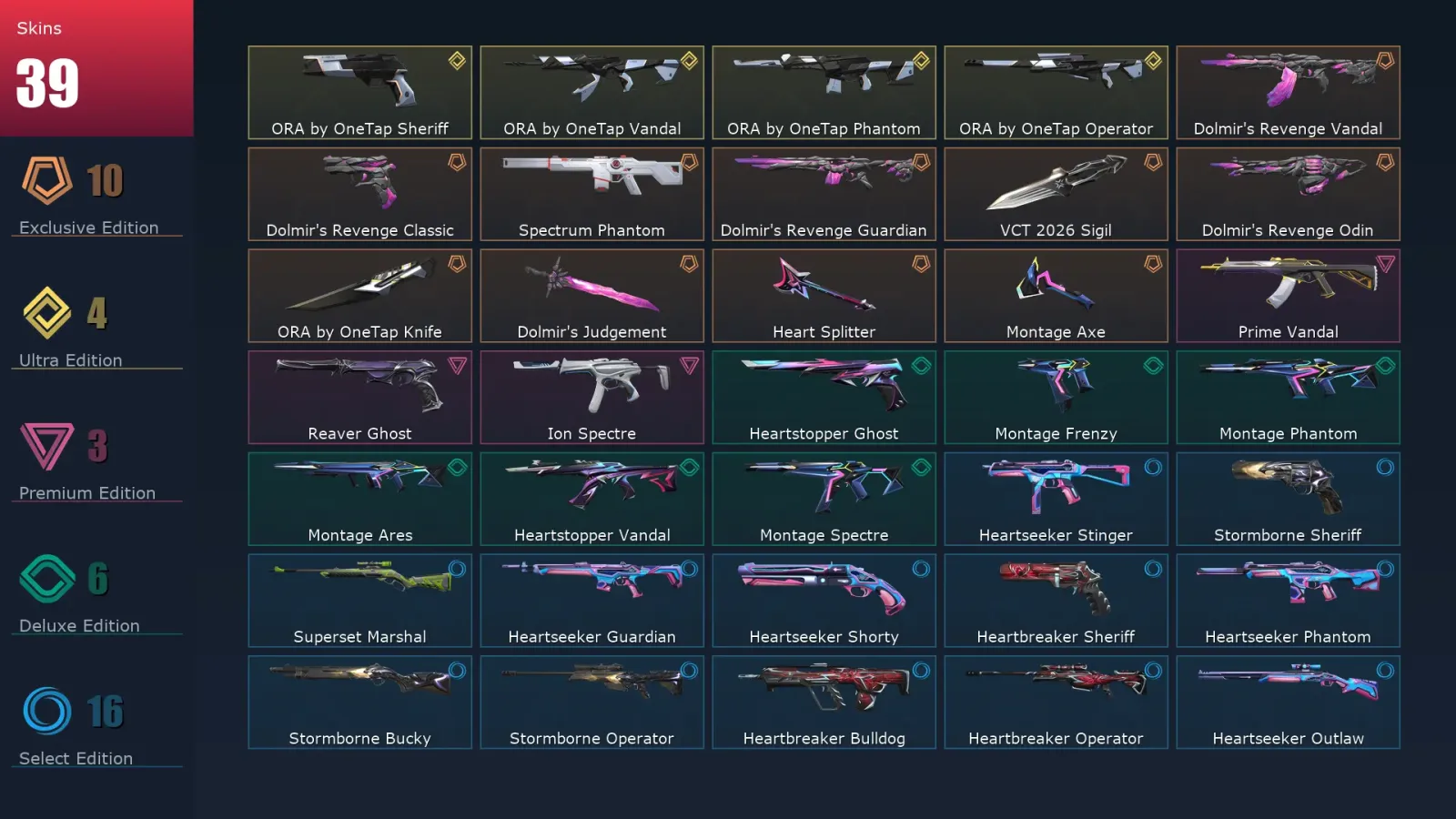 [Valorant] | EU | Level 56 | 22 Agents | 39 Skins — Valorant account