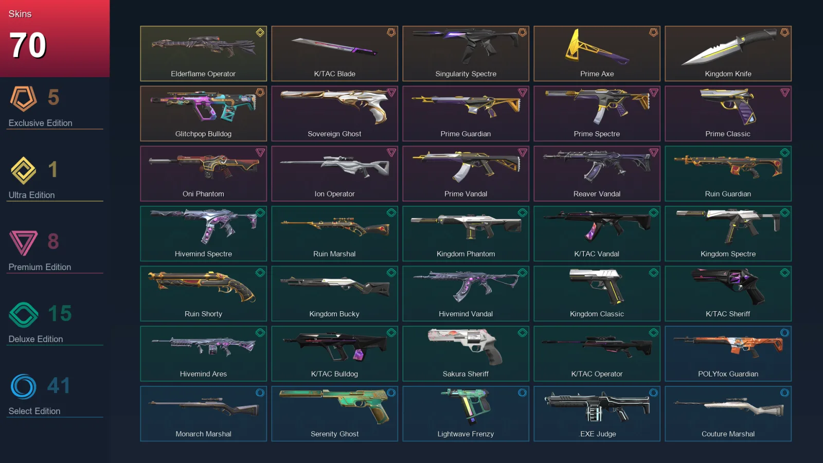 NA | Lv125 | Unranked | 70 Skin | 19 Agent | 87 Buddy