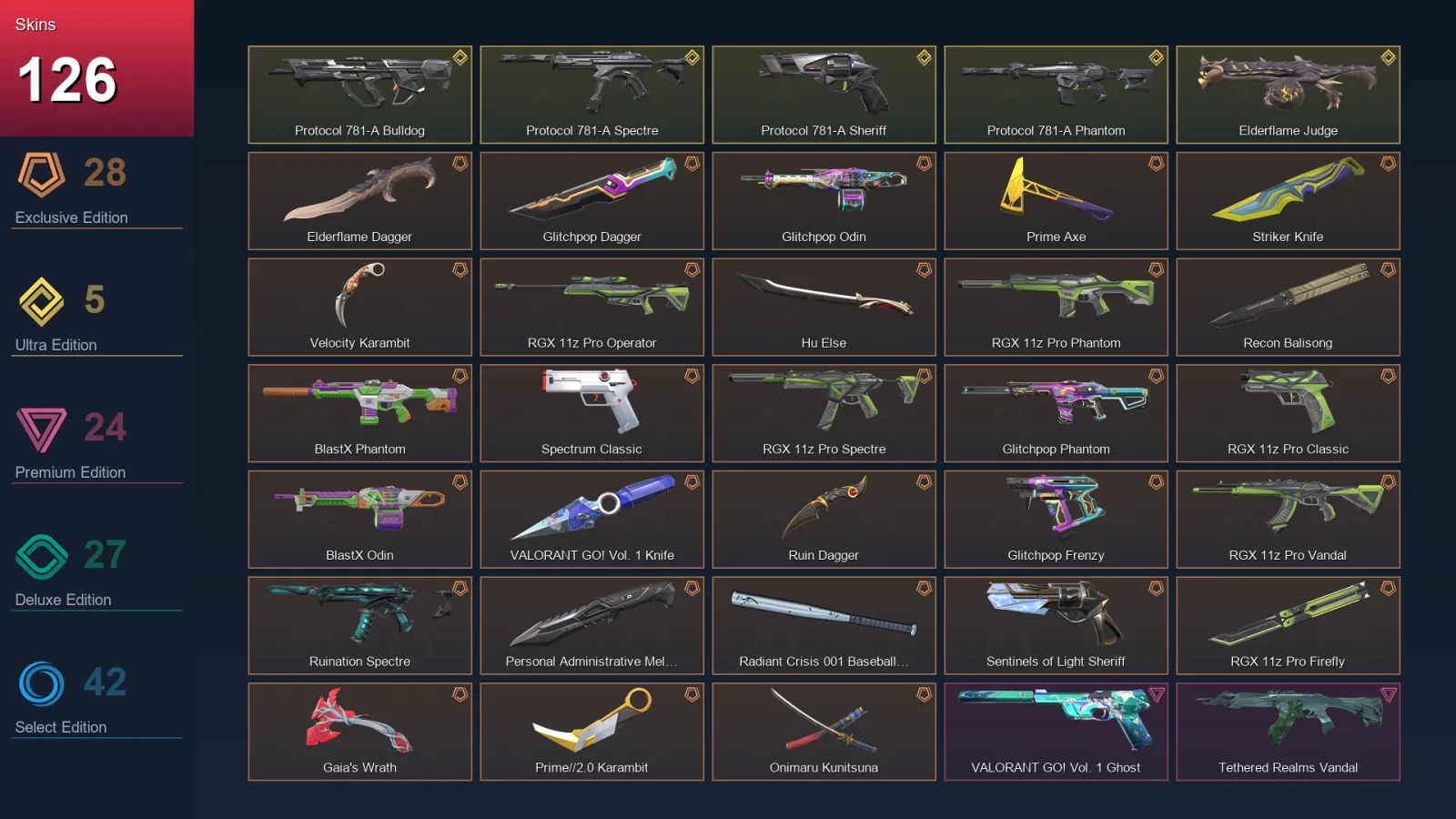 NA | Lv148 | Unranked | 126 Skin | 23 Agent | 87 Buddy