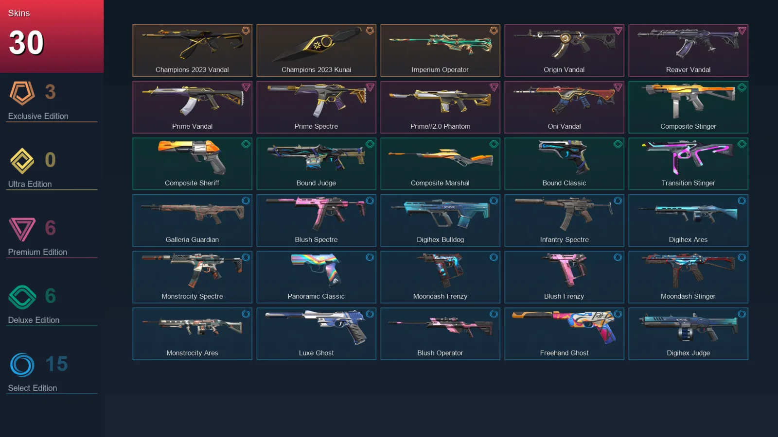 EU | Lv42 | Unranked | 30 Skin | 17 Agent | 33 Buddy