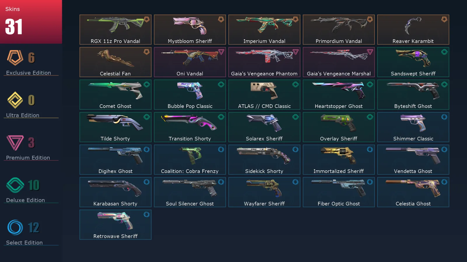 [Valorant] | EU | Level 356 | 28 Agents | 31 Skins