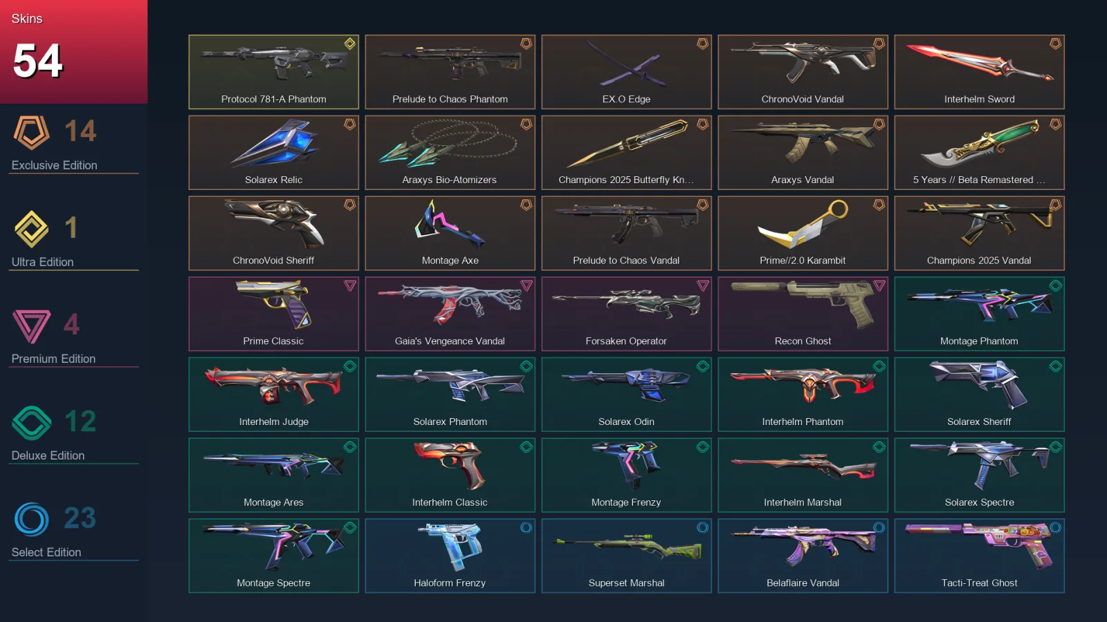 AP | Lv65 | Unranked | 54 Skin | 15 Agent | 43 Buddy