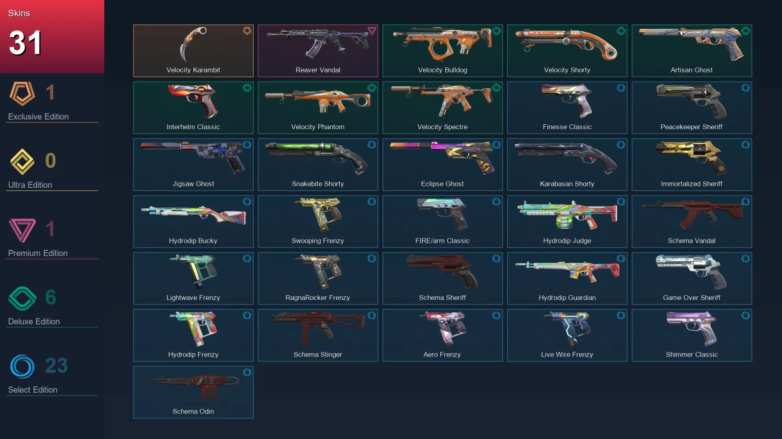 AP | Lv239 | Unranked | 31 Skin | 29 Agent | 92 Buddy
