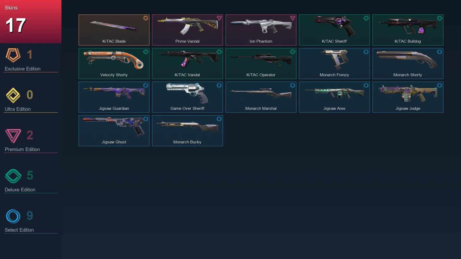 LA | Lv100 | Unranked | 17 Skin | 21 Agent | 39 Buddy