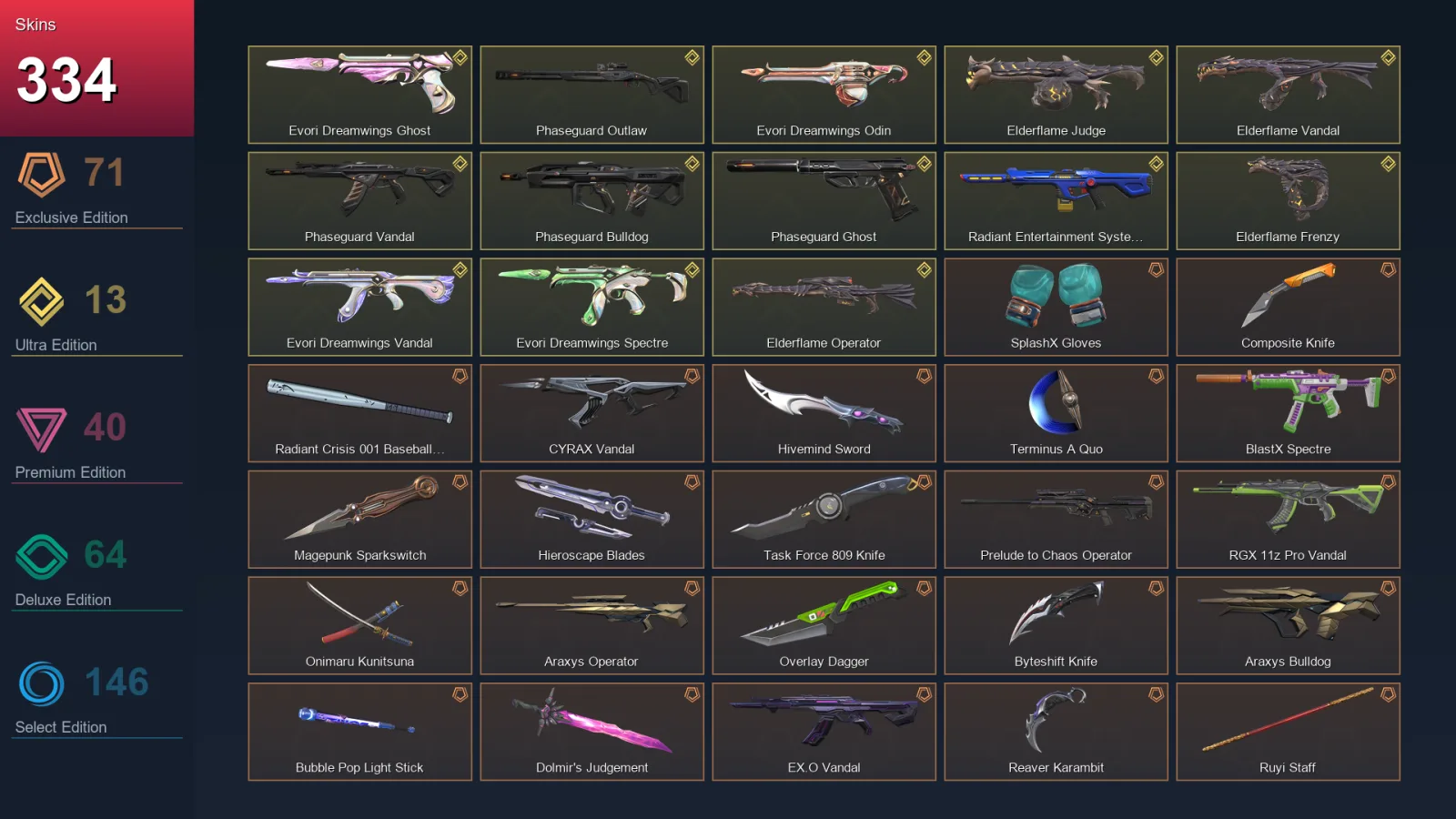 EU | Lv471 | Unranked | 334 Skin | 28 Agent | 260 Buddy — Valorant account