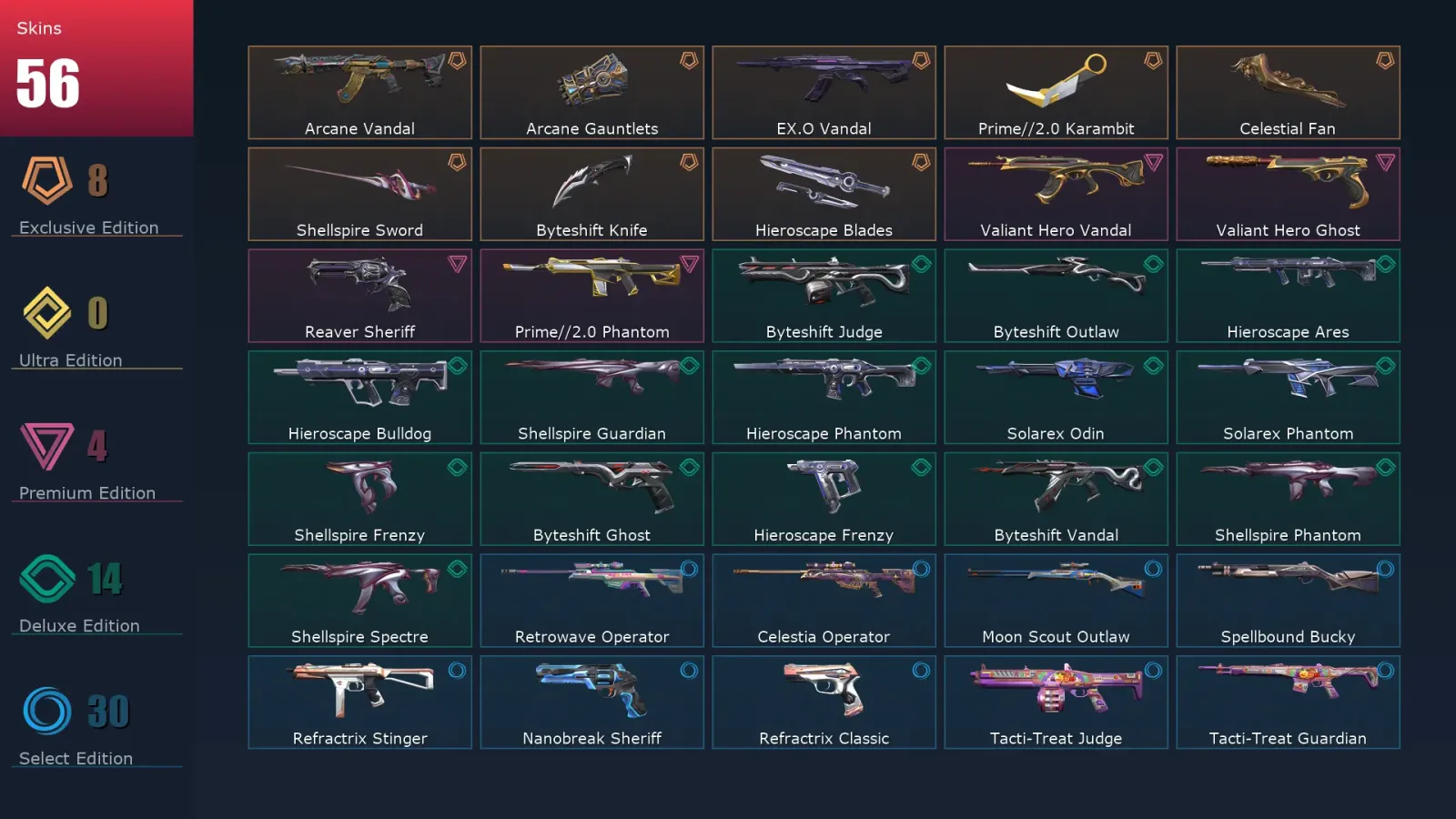 [Valorant] | EU | Level 117 | 28 Agents | 56 Skins — Valorant account
