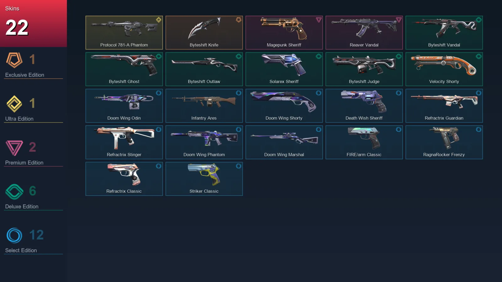AP | Lv124 | Unranked | 22 Skin | 27 Agent | 55 Buddy