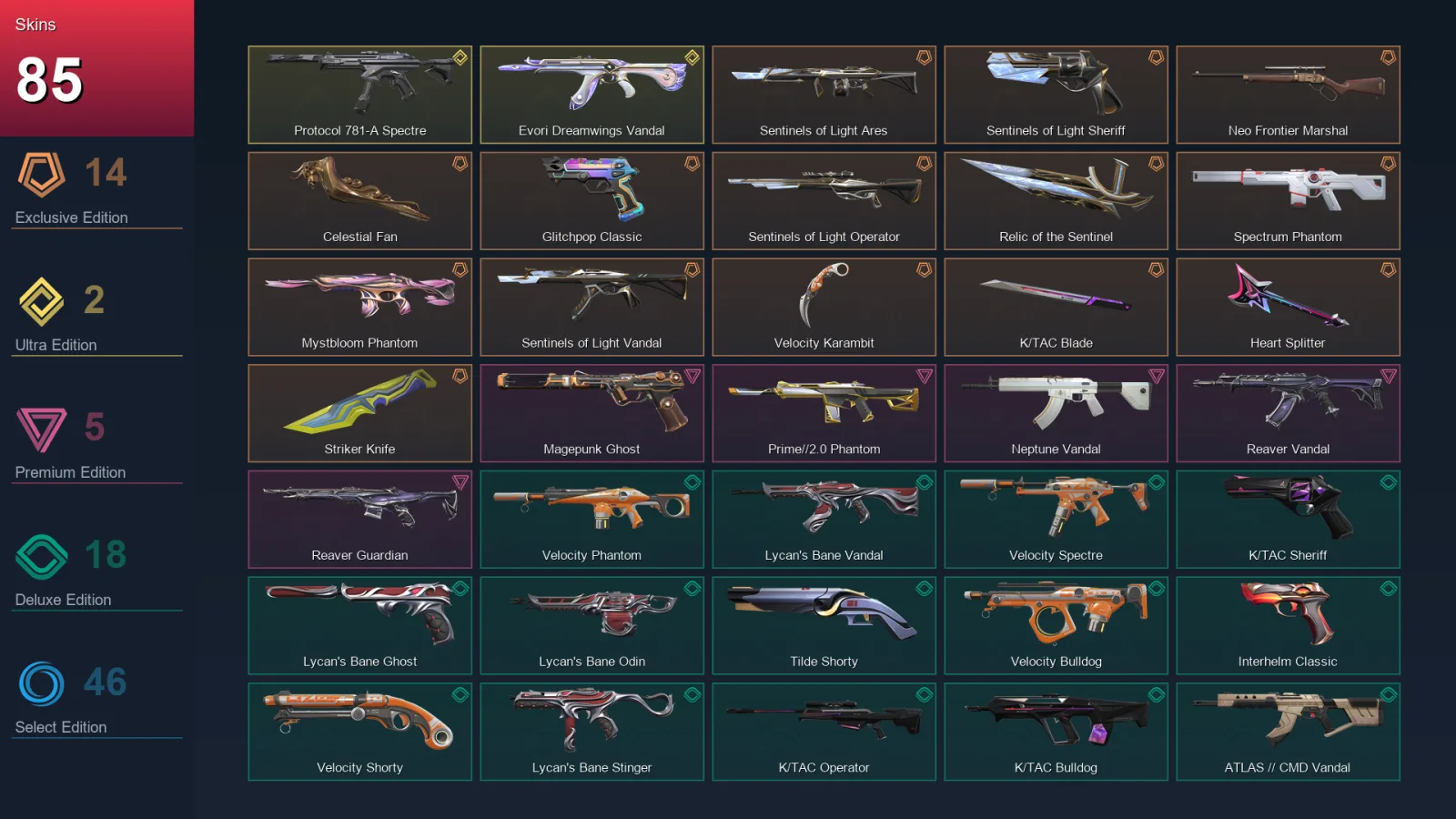 AP | Lv238 | Unranked | 85 Skin | 29 Agent | 126 Buddy