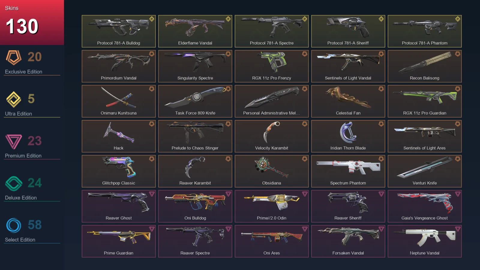 AP | Lv284 | Unranked | 130 Skin | 28 Agent | 147 Buddy — Valorant account