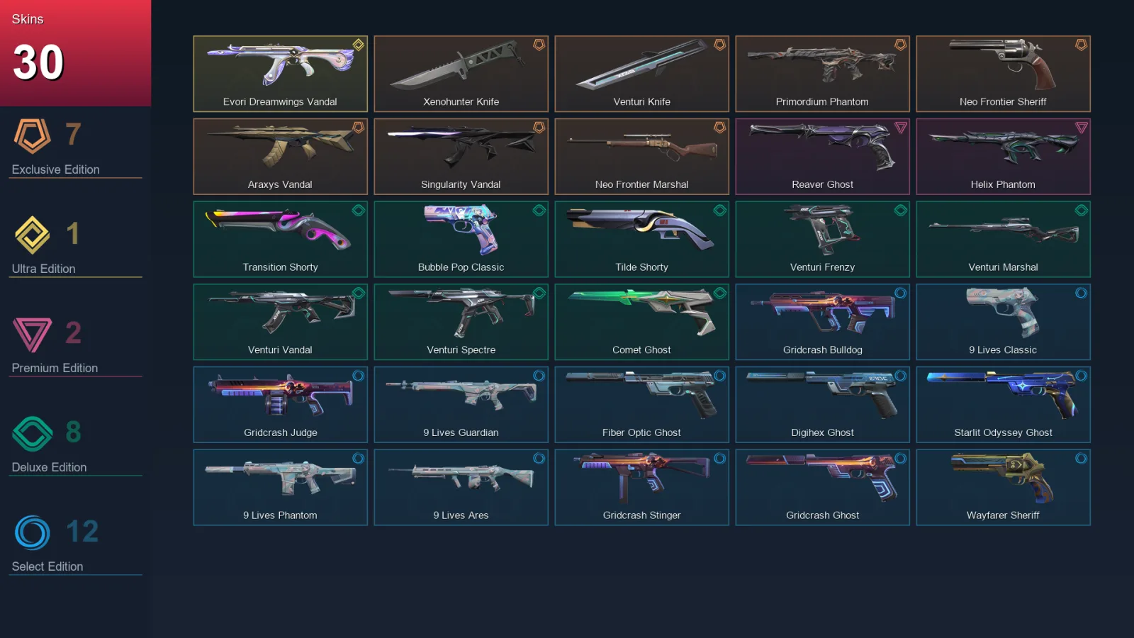 EU | Xenohunter Knife | Venturi Knife | Primordium Phantom | Neo Frontier Sheriff | 30 Skin | 28 Agent | 90 Buddy | Lv215