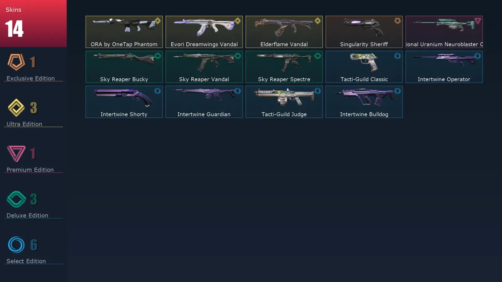 [Valorant] | EU | Level 21 | Platinum 1 | 8 Agents | 14 Skins
