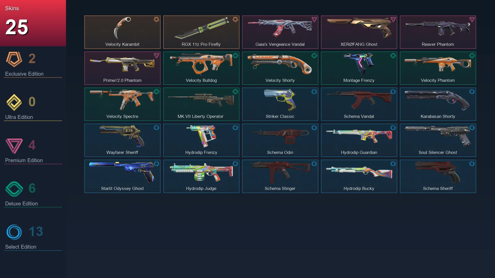 AP | Lv158 | Unranked | 25 Skin | 28 Agent | 67 Buddy
