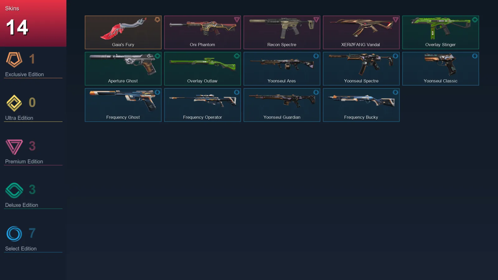 NA | Lv25 | Unranked | 14 Skin | 12 Agent | 16 Buddy