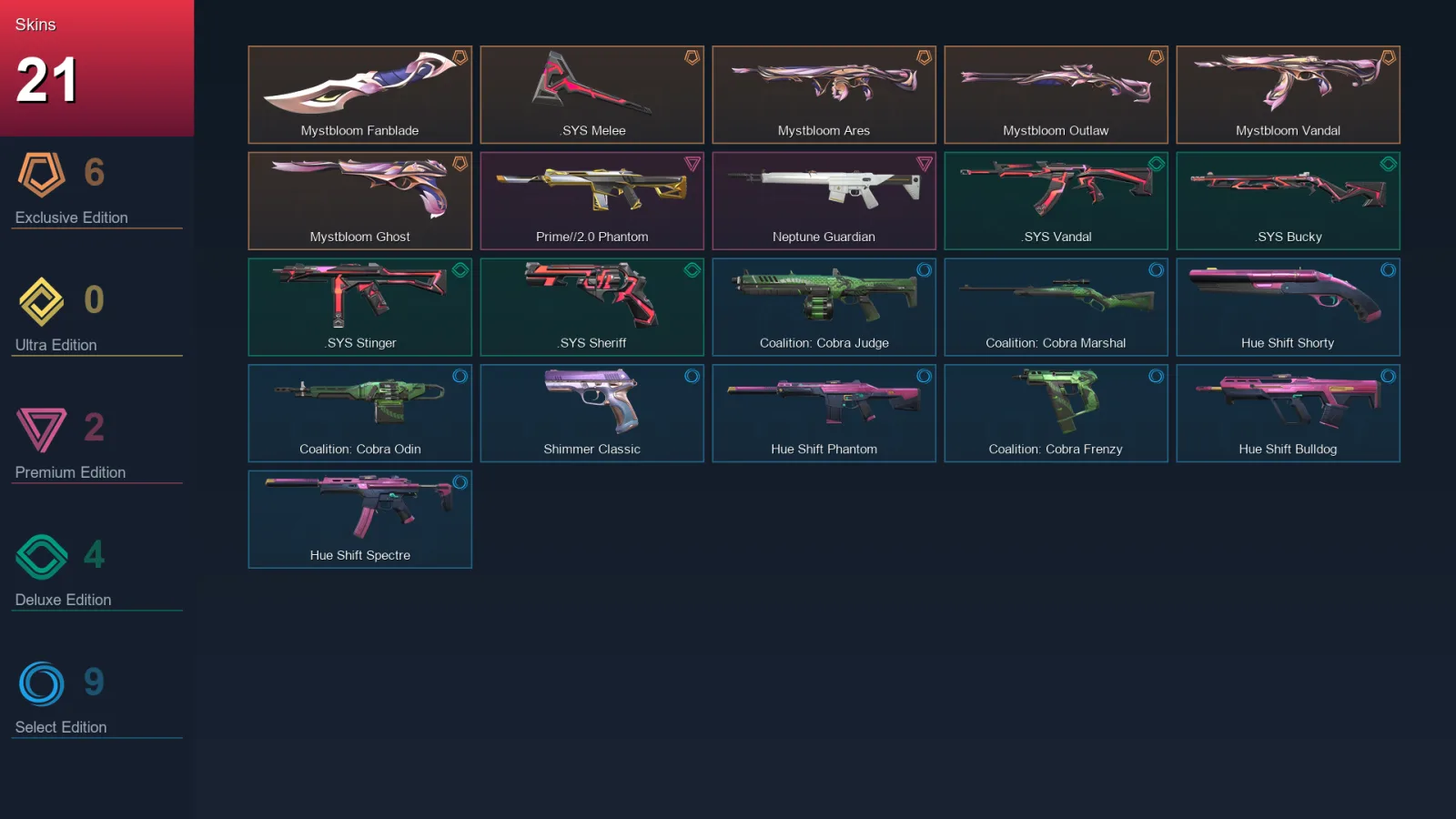 AP | Lv63 | Unranked | 21 Skin | 21 Agent | 28 Buddy