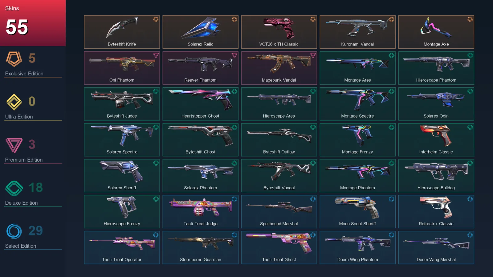 EU | Lv122 | Unranked | 55 Skin | 29 Agent | 61 Buddy