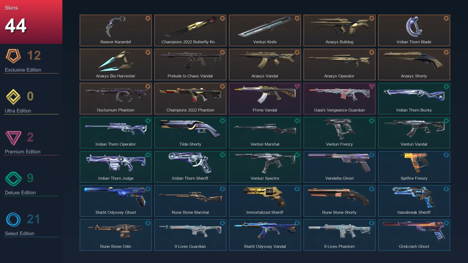 AP | Lv137 | Unranked | 44 Skin | 26 Agent | 59 Buddy
