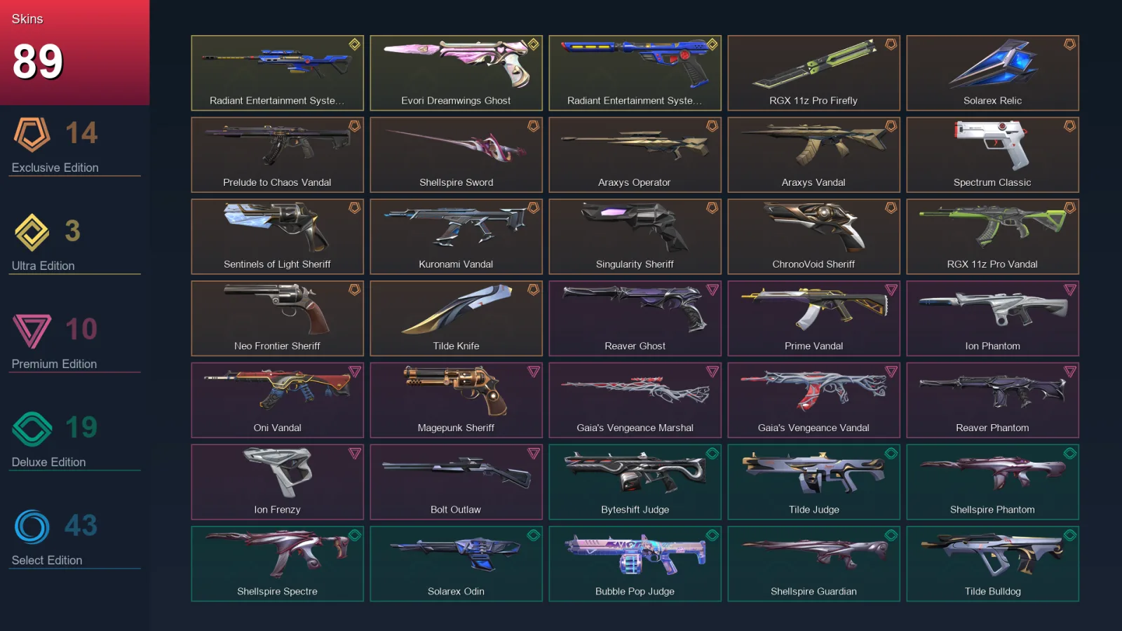 AP | Lv139 | Unranked | 89 Skin | 28 Agent | 75 Buddy — Valorant account