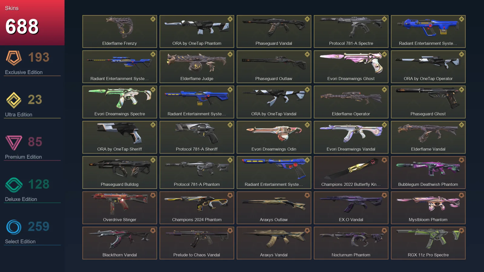 EU | Lv545 | Unranked | 688 Skin | 28 Agent | 392 Buddy