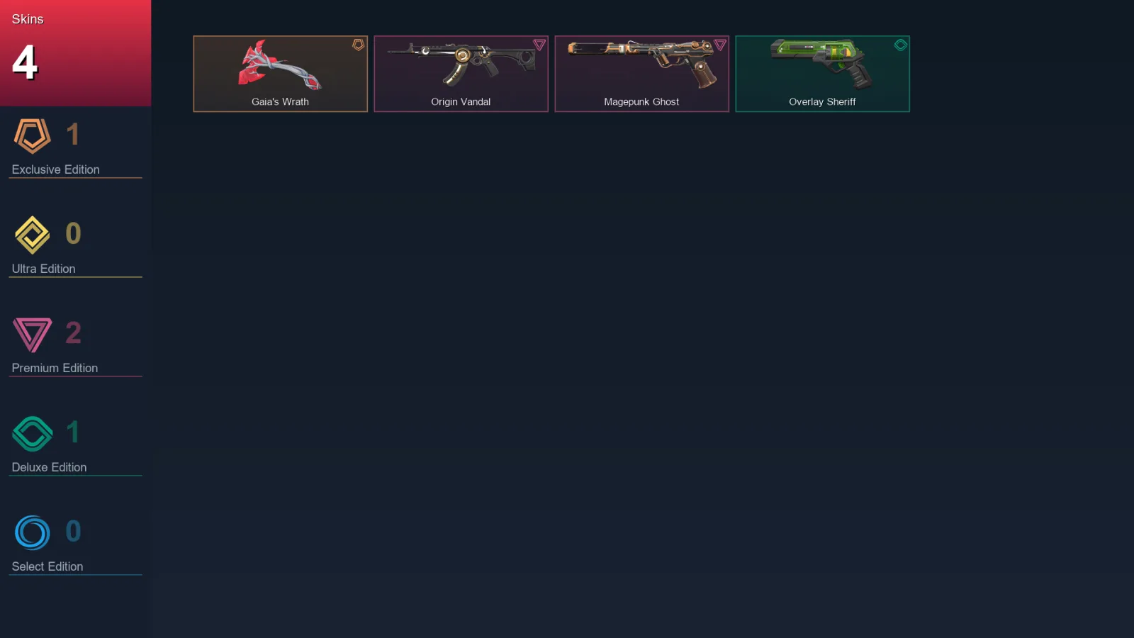 EU | Lv68 | Unranked | 4 Skin | 26 Agent | 30 Buddy — Overlay Sheriff