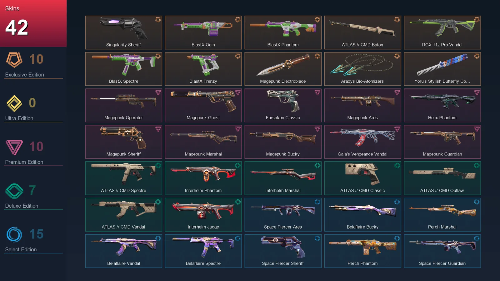 EU | Lv51 | Unranked | 42 Skin | 16 Agent | 38 Buddy — Valorant account