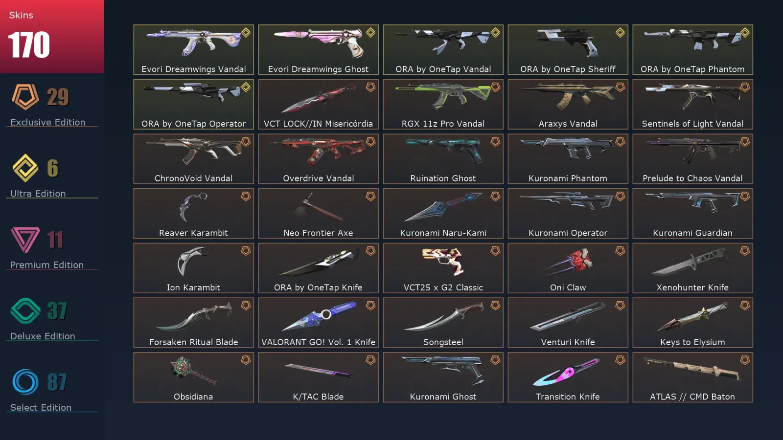 [Valorant] | EU | Level 281 | Diamond 2 | 29 Agents | 170 Skins — Valorant account