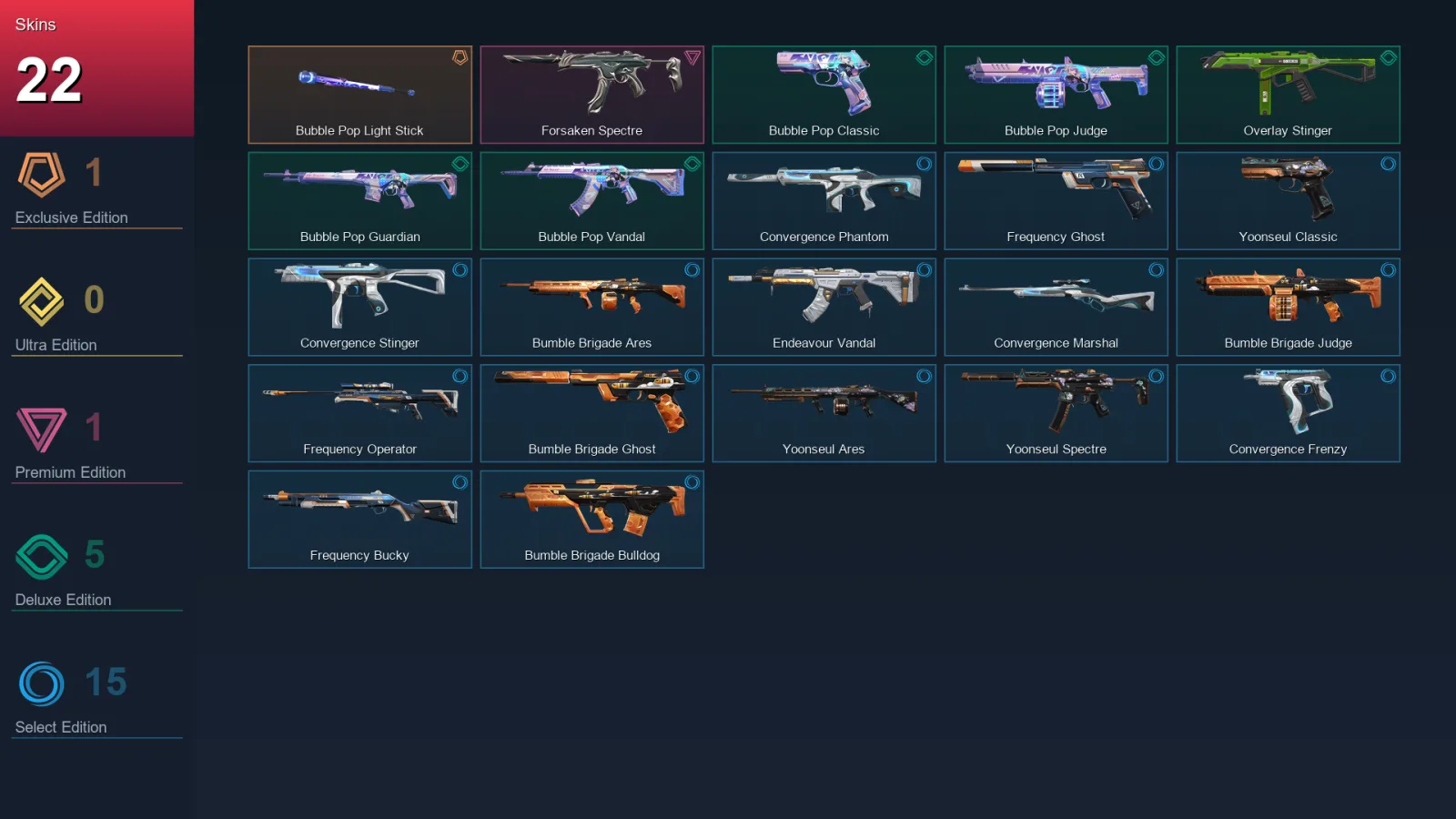 EU | Lv31 | Unranked | 22 Skin | 9 Agent | 19 Buddy
