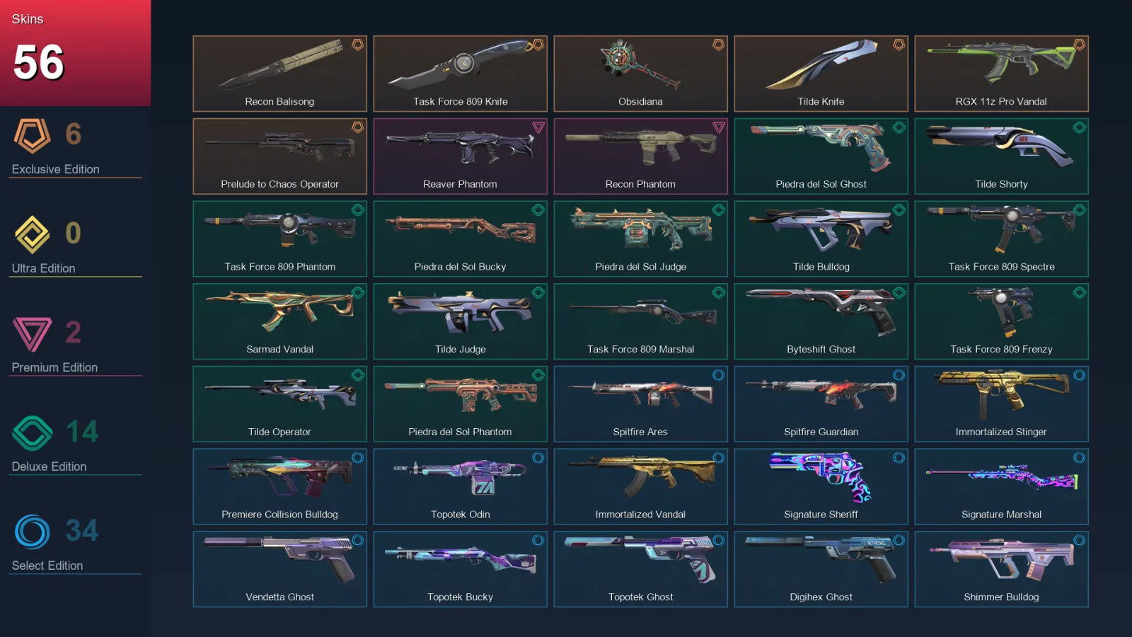 NA | Lv214 | Unranked | 56 Skin | 27 Agent | 105 Buddy