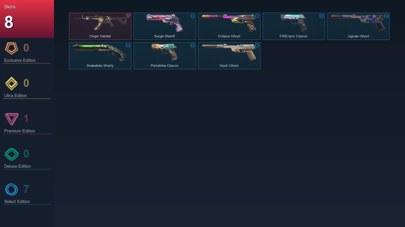 AP | Lv154 | Unranked | 8 Skin | 18 Agent | 43 Buddy &mdash; Valorant account with Classic skin