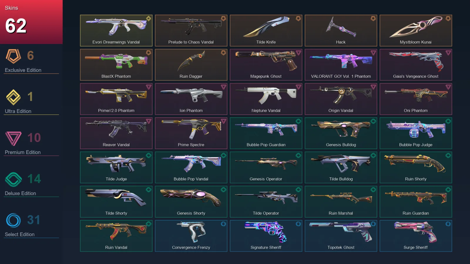 NA | Lv93 | Unranked | 62 Skin | 24 Agent | 68 Buddy