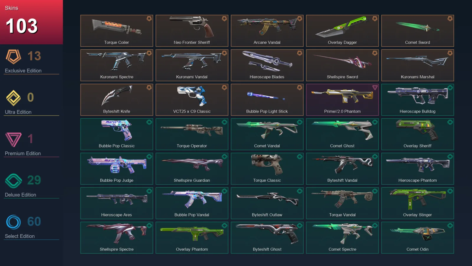 BR | Lv176 | Unranked | 103 Skin | 28 Agent | 96 Buddy