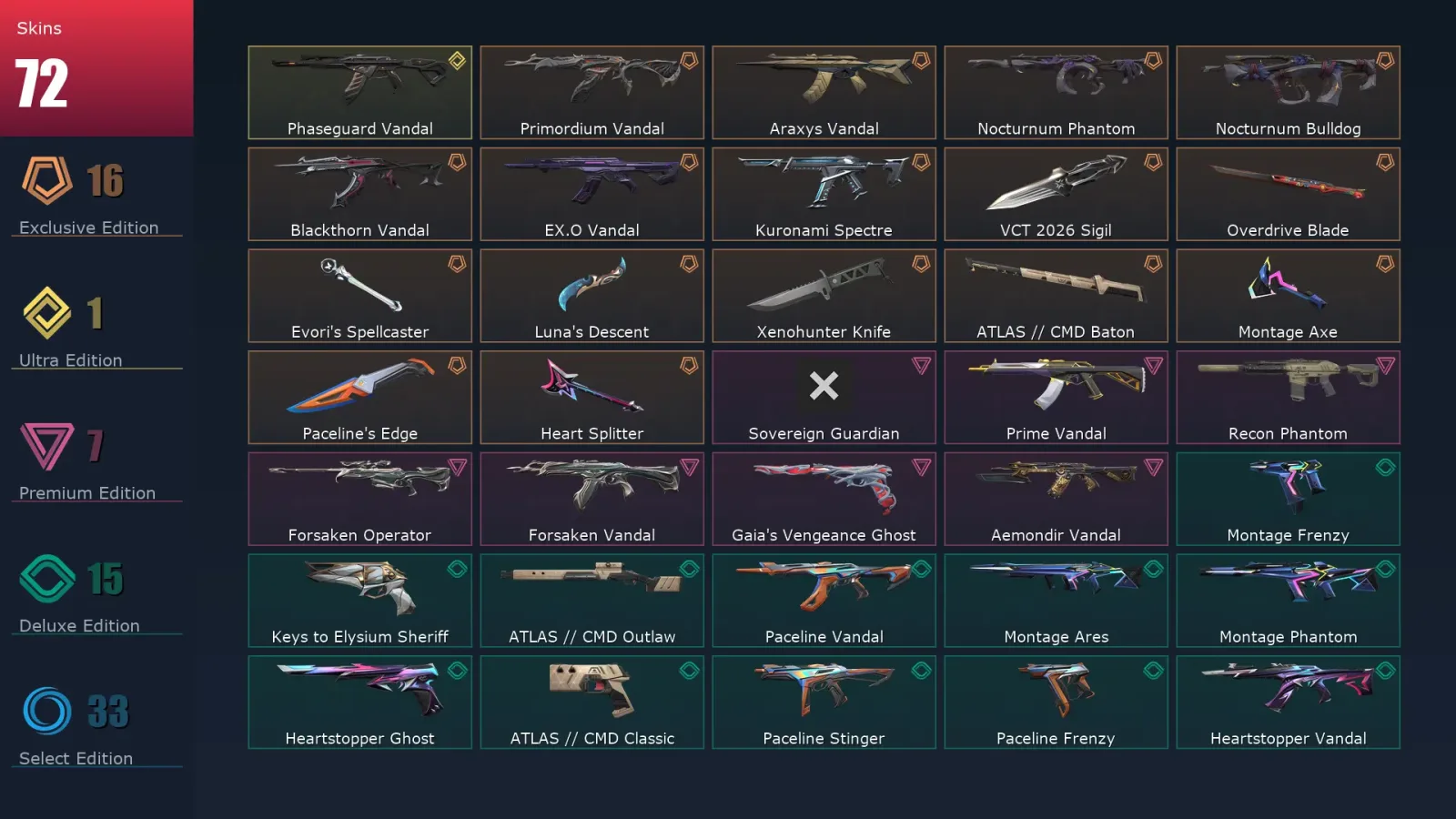 [Valorant] | EU | Level 143 | Ascendant 3 | 29 Agents | 72 Skins — Valorant account