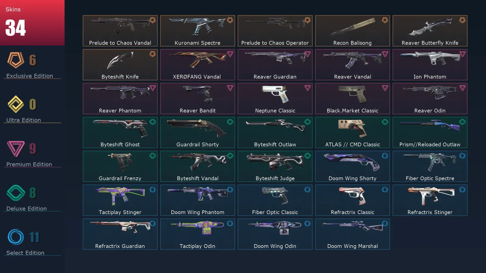 [Valorant] | EU | Level 76 | Diamond 1 | 22 Agents | 34 Skins — Valorant account