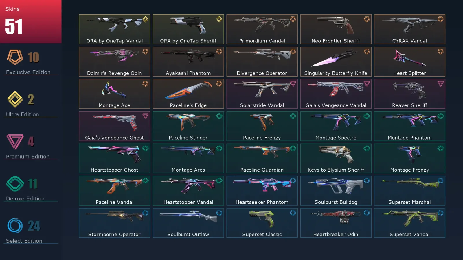 [Valorant] | EU | Level 138 | Platinum 1 | 29 Agents | 51 Skins — Valorant account