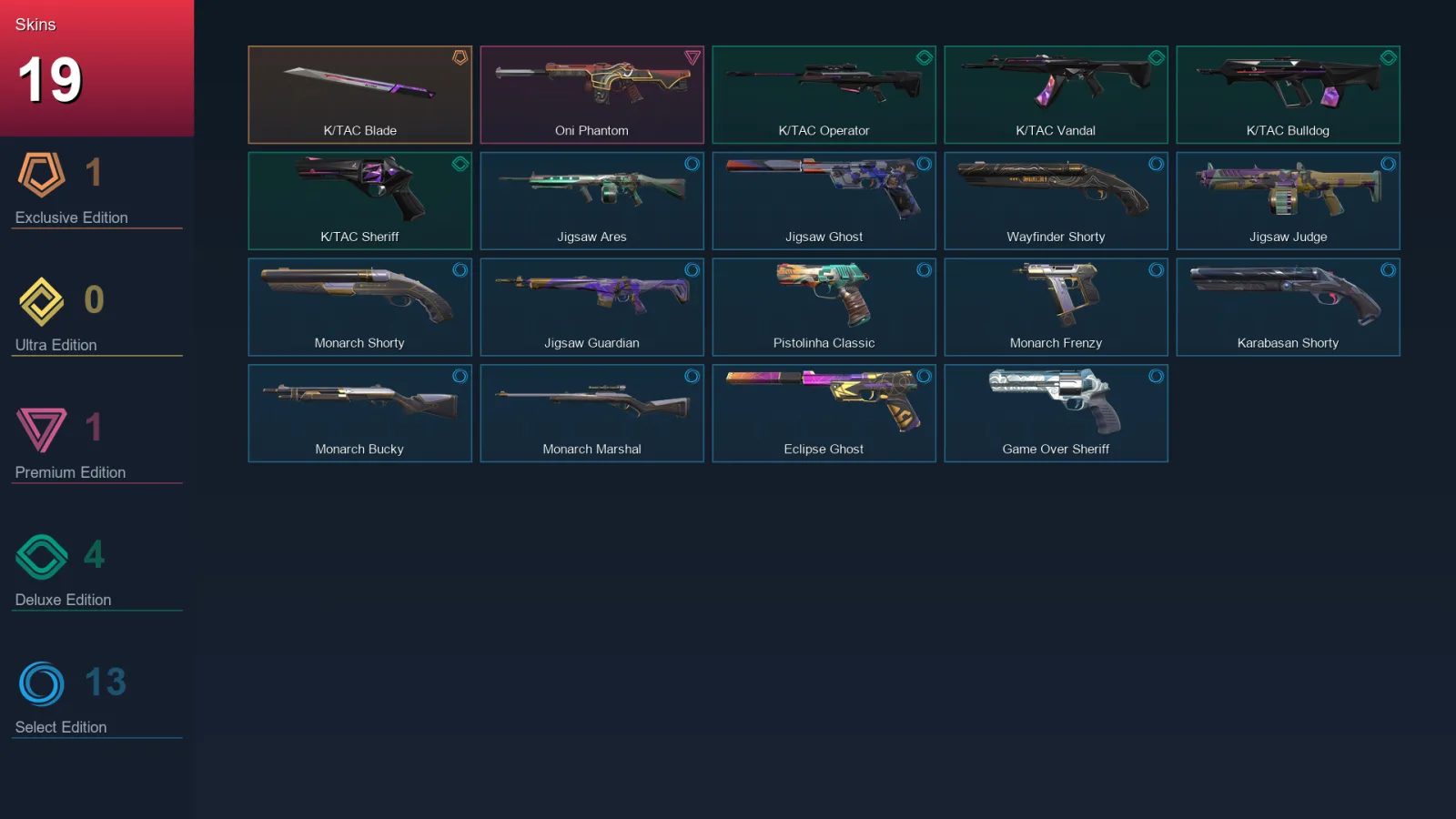 EU | Lv132 | Unranked | 19 Skin | 27 Agent | 72 Buddy