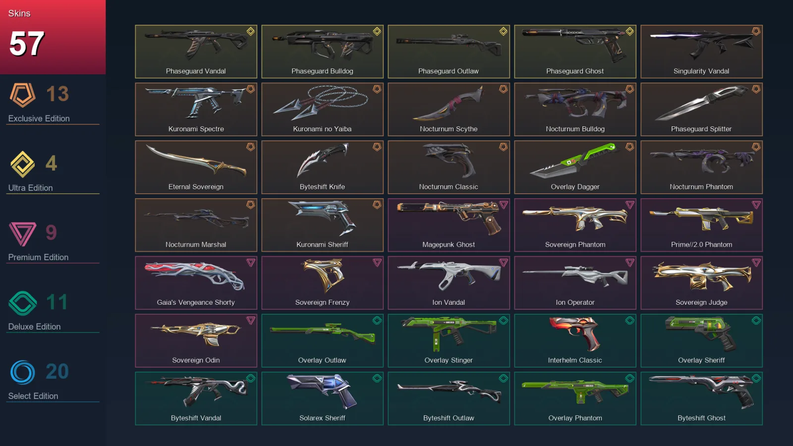 AP | Lv173 | Unranked | 57 Skin | 29 Agent | 98 Buddy