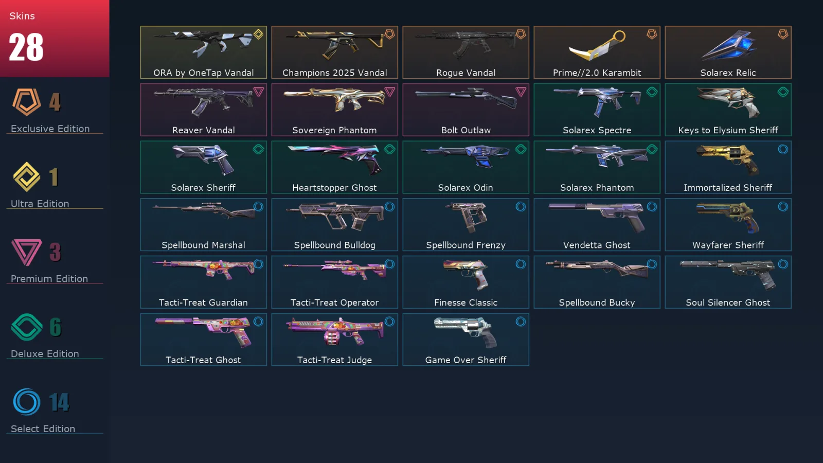[Valorant] | EU | Level 213 | Silver 2 | 29 Agents | 28 Skins