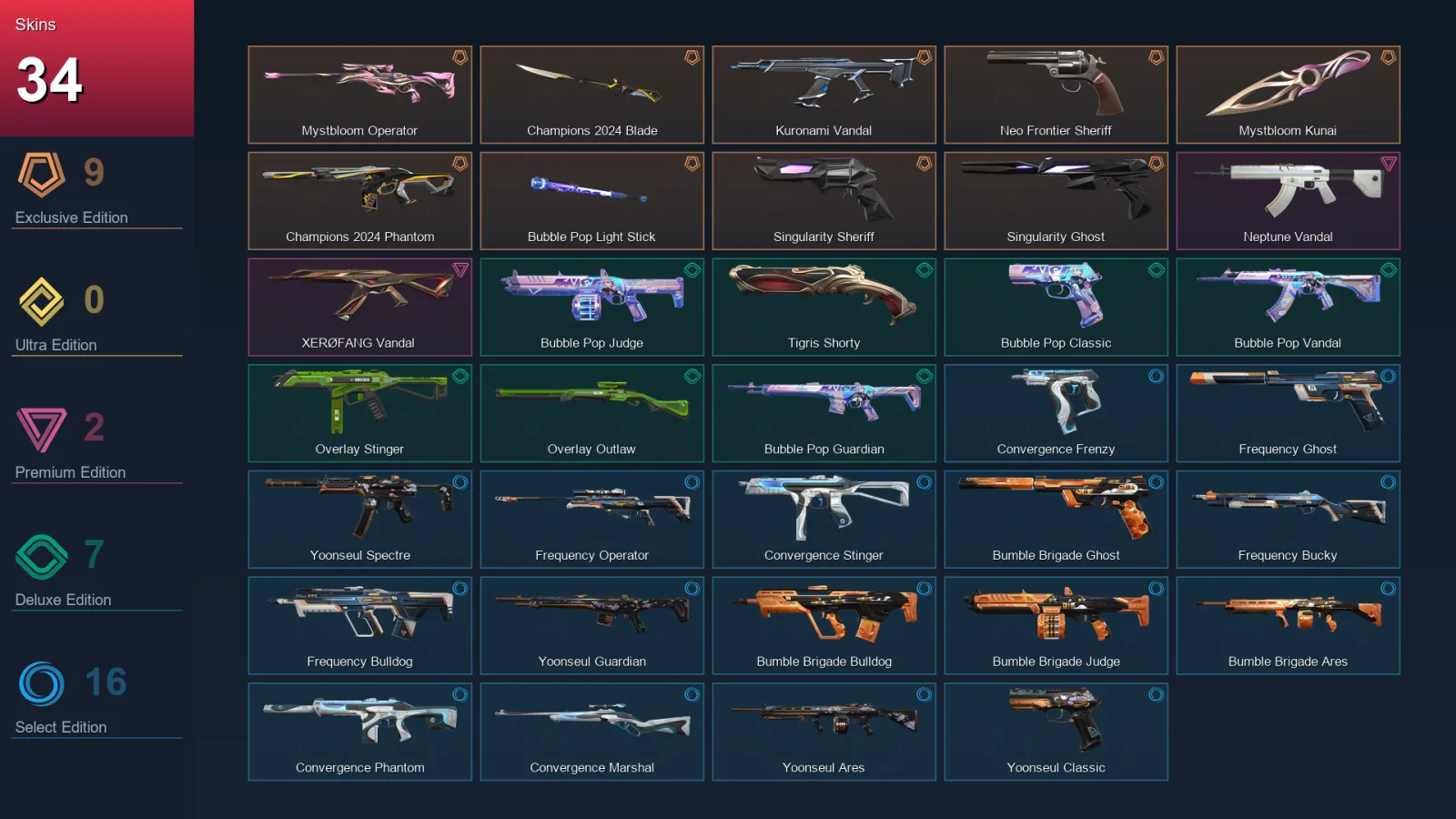 EU | Lv36 | Unranked | 34 Skin | 13 Agent | 22 Buddy — Valorant account
