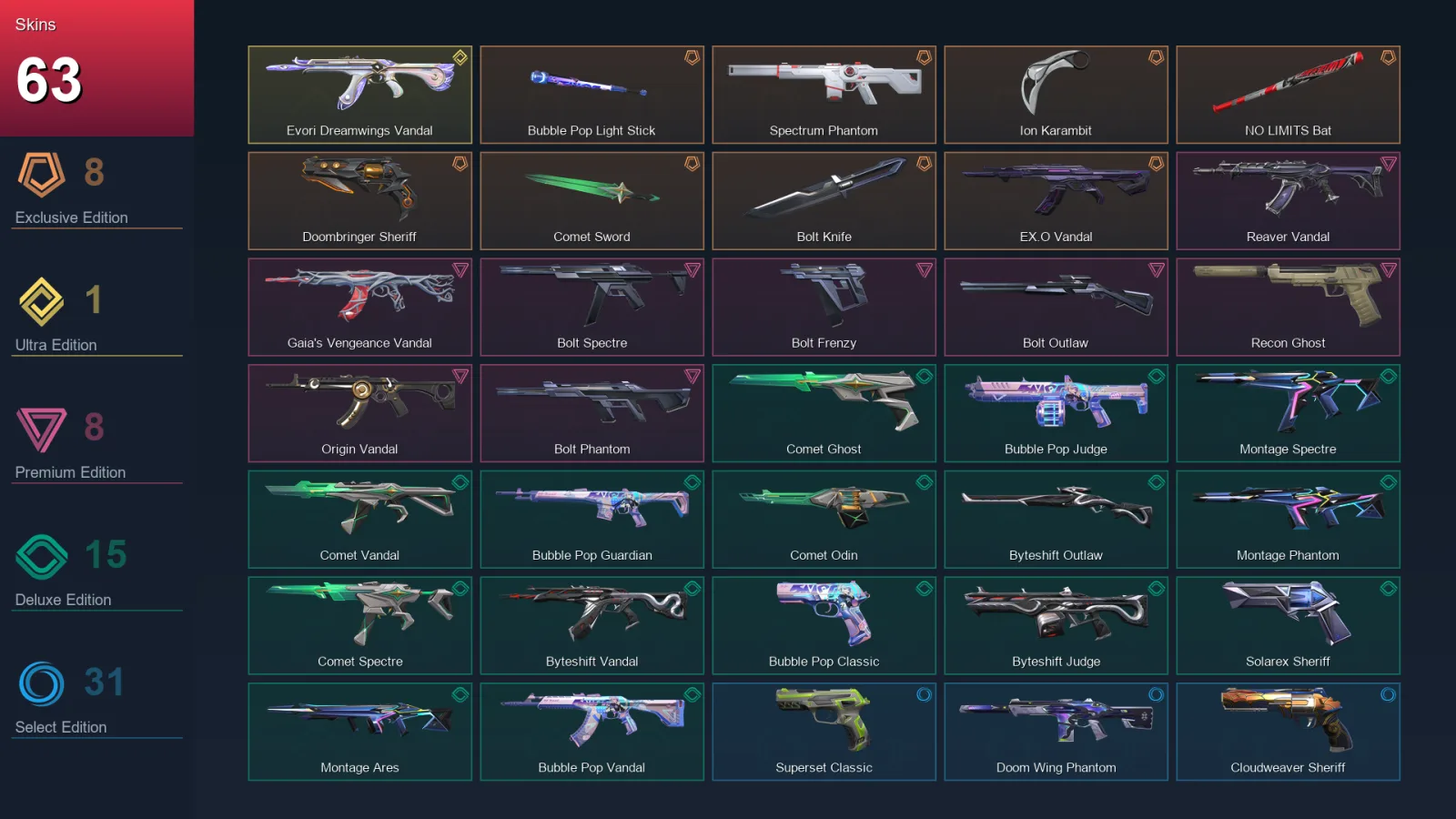EU | Lv92 | Unranked | 63 Skin | 21 Agent | 68 Buddy